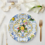 Mediterranean tiles, majolica,Sicilian style     Paper Plate<br><div class="desc">Mediterranean tiles</div>