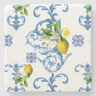 Mediterranean tiles, majolica,Sicilian style      Stone Coaster