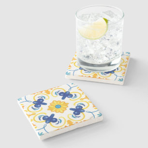 Mediterranean tiles, majolica,Sicilian style Stone Coaster