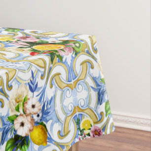 Mediterranean tiles, majolica,Sicilian style     Tablecloth