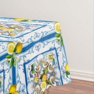 Mediterranean tiles, majolica,Sicilian style     Tablecloth