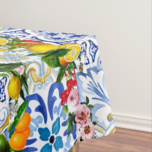 Mediterranean tiles, majolica,Sicilian style     Tablecloth