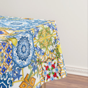 Mediterranean tiles, majolica,Sicilian style      Tablecloth