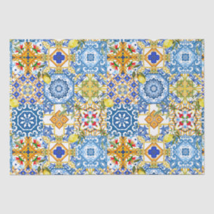 Mediterranean tiles, majolica,Sicilian style      Tissue Paper