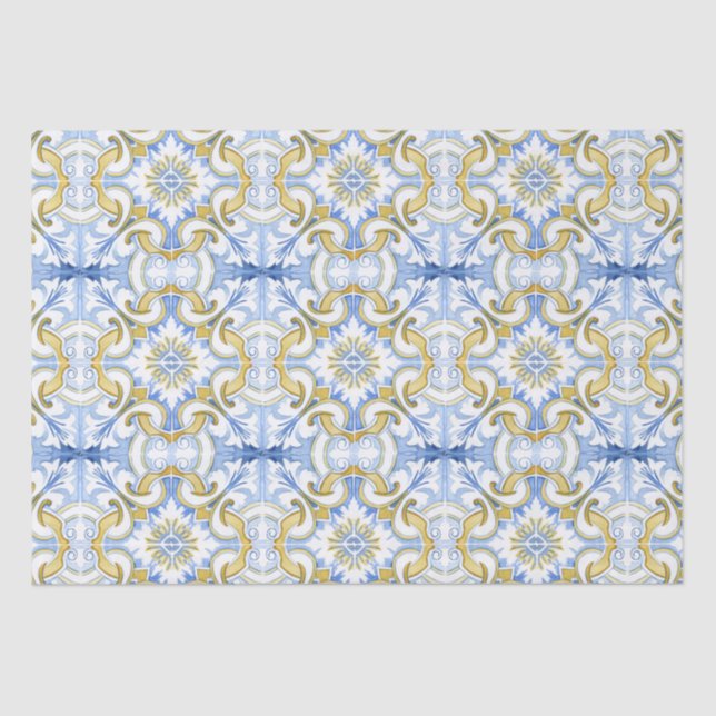 Mediterranean tiles, majolica,Sicilian style    Tissue Paper (Front)