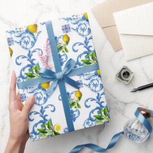 Mediterranean tiles, majolica,Sicilian style     Wrapping Paper