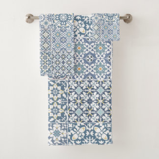 Mediterranean Tiles, Moroccan, Majolica, Azulejo Bath Towel Set