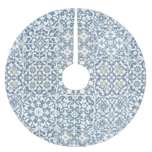 Mediterranean Tiles, Moroccan, Majolica, Azulejo Brushed Polyester Tree Skirt