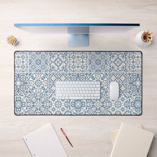 Mediterranean Tiles, Moroccan, Majolica, Azulejo Desk Mat (Office 1)
