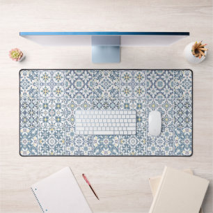 Mediterranean Tiles, Moroccan, Majolica, Azulejo Desk Mat