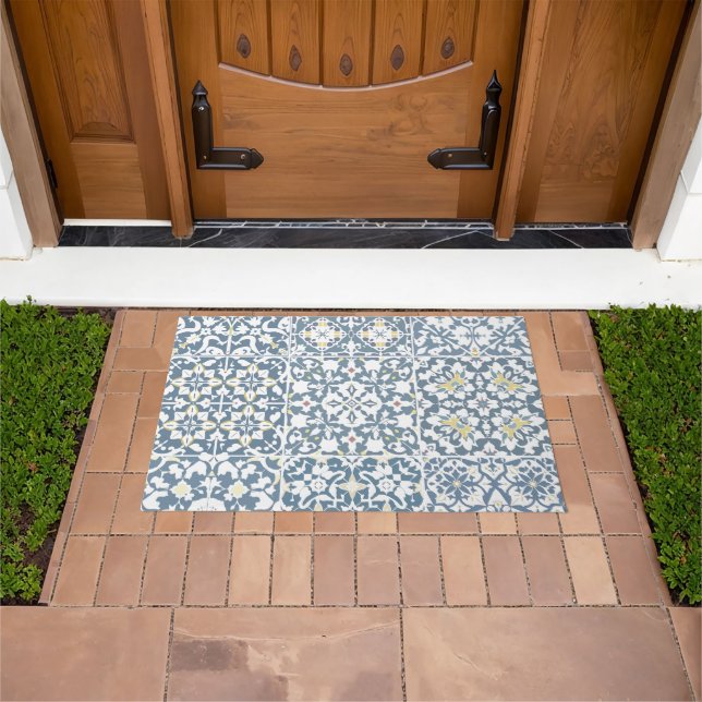 Mediterranean Tiles, Moroccan, Majolica, Azulejo Doormat (Outdoor)