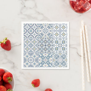 Mediterranean Tiles, Moroccan, Majolica, Azulejo Napkin