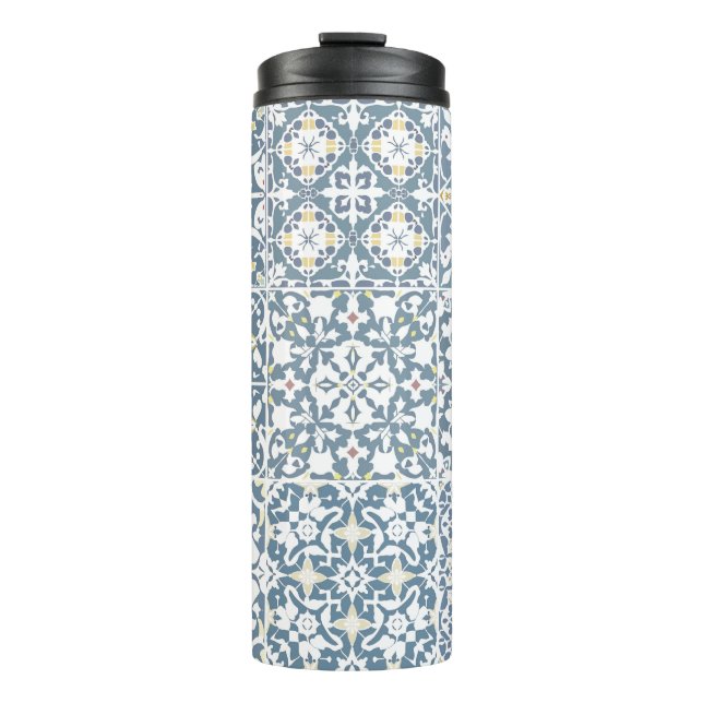Mediterranean Tiles, Moroccan, Majolica, Azulejo Thermal Tumbler (Front)