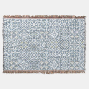 Mediterranean Tiles, Moroccan, Majolica, Azulejo Throw Blanket