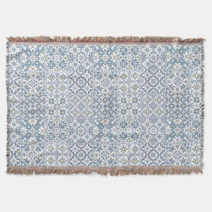 Mediterranean Tiles, Moroccan, Majolica, Azulejo Throw Blanket