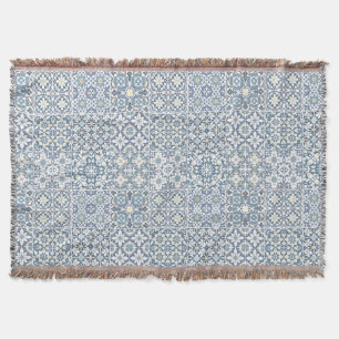 Mediterranean Tiles, Moroccan, Majolica, Azulejo Throw Blanket