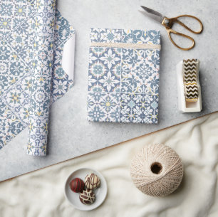 Mediterranean Tiles, Moroccan, Majolica, Azulejo Wrapping Paper
