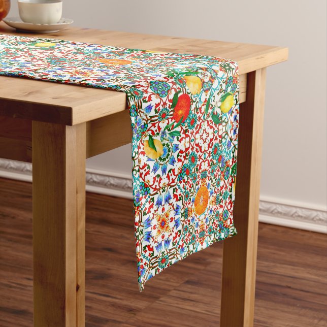 Mediterranean tiles,mosaic,lemon,summer art medium table runner (In Situ)