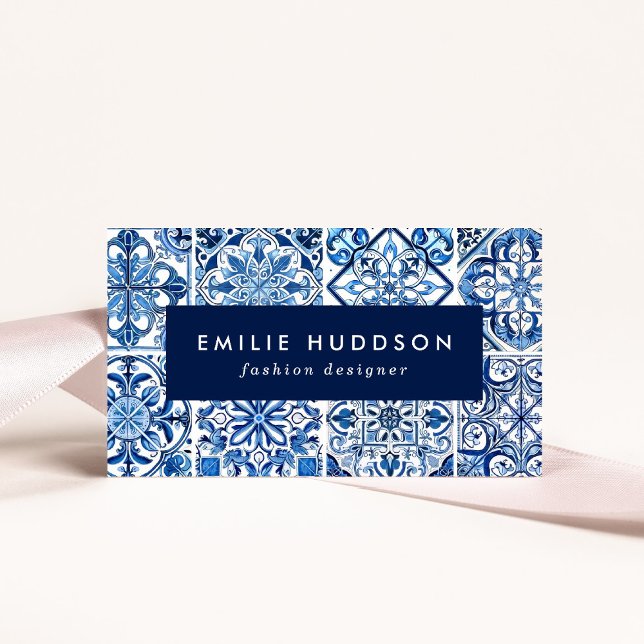 Mediterranean Tiles, Portugese, Azulejo, Majolica Business Card (Creator Uploaded)