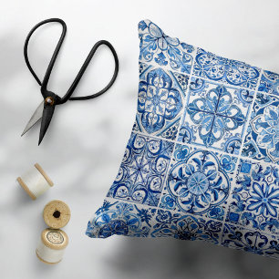 Mediterranean Tiles, Portugese, Azulejo, Majolica Decorative Cushion