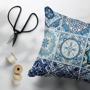 Mediterranean Tiles, Portugese, Azulejo, Majolica Decorative Cushion