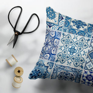 Mediterranean Tiles, Portugese, Azulejo, Majolica Decorative Cushion
