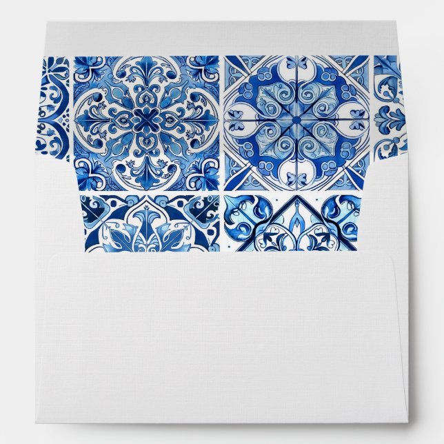 Mediterranean Tiles, Portugese, Azulejo, Majolica Envelope (Back (Bottom))