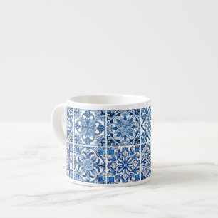 Mediterranean Tiles, Portugese, Azulejo, Majolica Espresso Cup