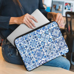 Mediterranean Tiles, Portugese, Azulejo, Majolica Laptop Sleeve<br><div class="desc">Elegant,  stylish and sophisticated pattern with Mediterranean tiles in blue and white colour. Modern and trendy gift,  perfect for the Azulejo lover in your life.</div>