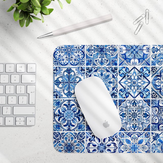 Mediterranean Tiles, Portugese, Azulejo, Majolica Mouse Pad (Creator Uploaded)
