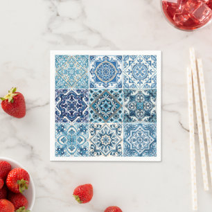 Mediterranean Tiles, Portugese, Azulejo, Majolica Napkin
