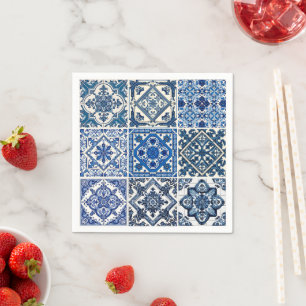 Mediterranean Tiles, Portugese, Azulejo, Majolica Napkin