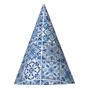 Mediterranean Tiles, Portugese, Azulejo, Majolica Party Hat