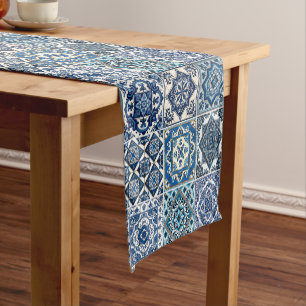 Mediterranean Tiles, Portugese, Azulejo, Majolica Short Table Runner