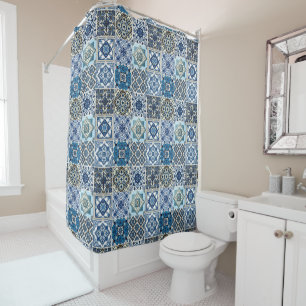 Mediterranean Tiles, Portugese, Azulejo, Majolica Shower Curtain