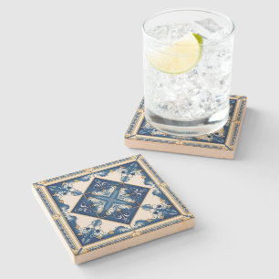 Mediterranean Tiles, Portugese, Azulejo, Majolica Stone Coaster