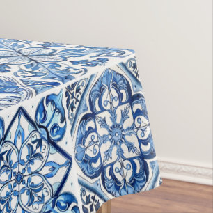 Mediterranean Tiles, Portugese, Azulejo, Majolica Tablecloth