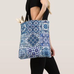 Mediterranean Tiles, Portugese, Azulejo, Majolica Tote Bag