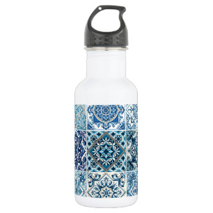 Mediterranean Tiles, Portuguese, Azulejo, Majolica 532 Ml Water Bottle
