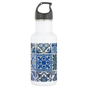 Mediterranean Tiles, Portuguese, Azulejo, Majolica 532 Ml Water Bottle