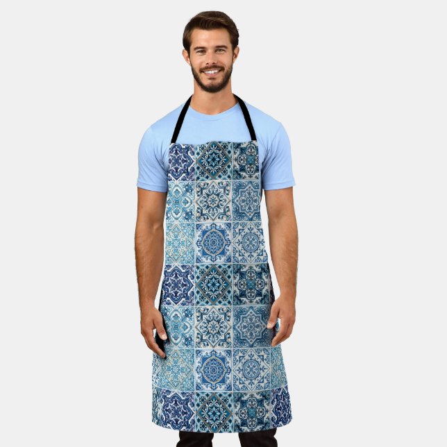 Mediterranean Tiles, Portuguese, Azulejo, Majolica Apron (Worn)