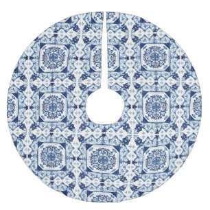 Mediterranean Tiles, Portuguese, Azulejo, Majolica Brushed Polyester Tree Skirt