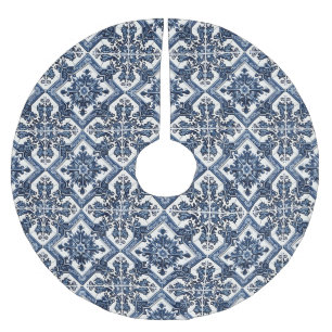 Mediterranean Tiles, Portuguese, Azulejo, Majolica Brushed Polyester Tree Skirt