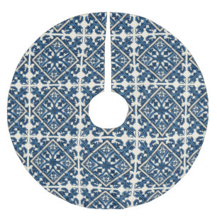 Mediterranean Tiles, Portuguese, Azulejo, Majolica Brushed Polyester Tree Skirt