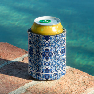 Mediterranean Tiles, Portuguese, Azulejo, Majolica Can Cooler