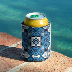 Mediterranean Tiles, Portuguese, Azulejo, Majolica Can Cooler