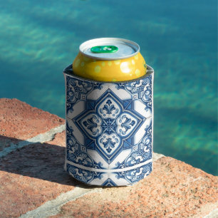 Mediterranean Tiles, Portuguese, Azulejo, Majolica Can Cooler