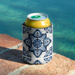 Mediterranean Tiles, Portuguese, Azulejo, Majolica Can Cooler