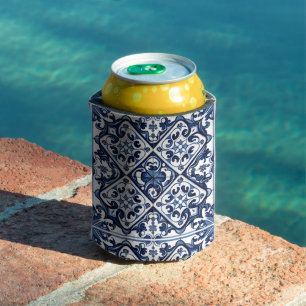 Mediterranean Tiles, Portuguese, Azulejo, Majolica Can Cooler