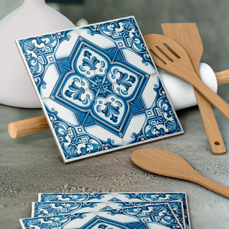 Mediterranean Tiles, Portuguese, Azulejo, Majolica Ceramic Tile